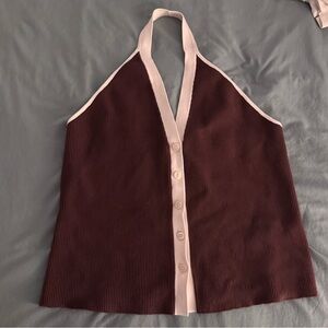 Abercrombie Brown and White Halter Top